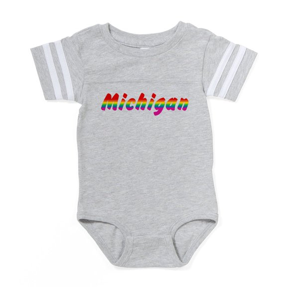 CafePress - Michigan Rbw Txt - Cute Infant Baby Football Bodysuit