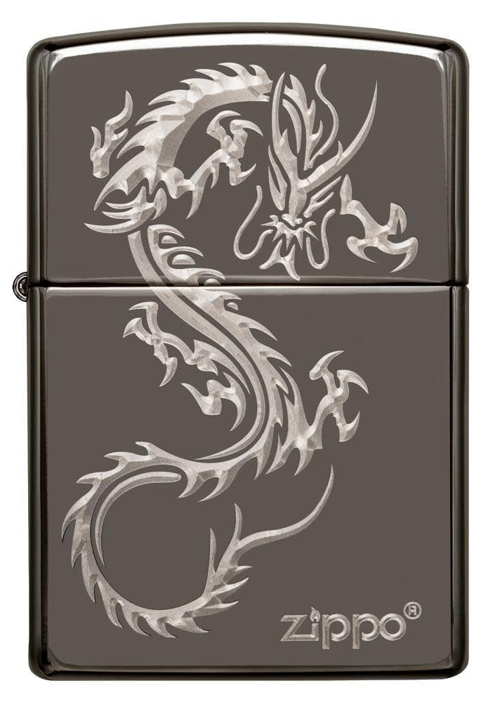 Zippo Chinese Dragon Design Black Ice Pocket Lighter