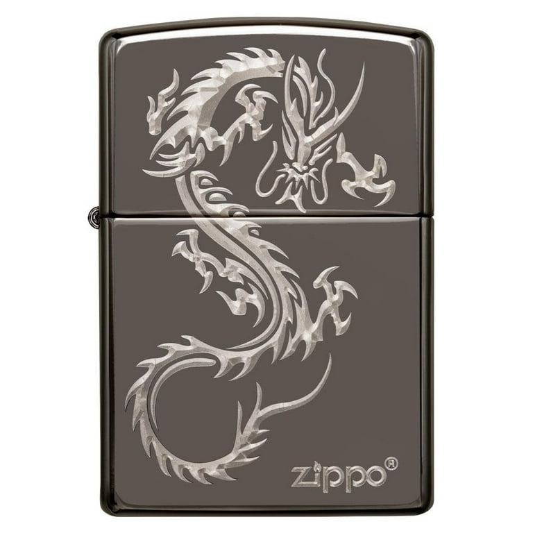Zippo Chinese Dragon Design Black Ice Pocket Lighter