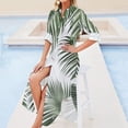 thumbnail image 4 of Palm Leaf Print Design Shirt Dress Long Sleeve Street Fashion V Neck Oversized Casual Dress Women Evening Dress, 4 of 7