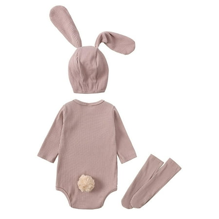 

Mikilon Autumn Spring Baby Girls Boys Cute Rabbit Romper Long Sleeve Button Sweatshirt Jumpsuits With Hat and Socks Baby Clothes for Girls 9-12 Months Brown 2023 Deal