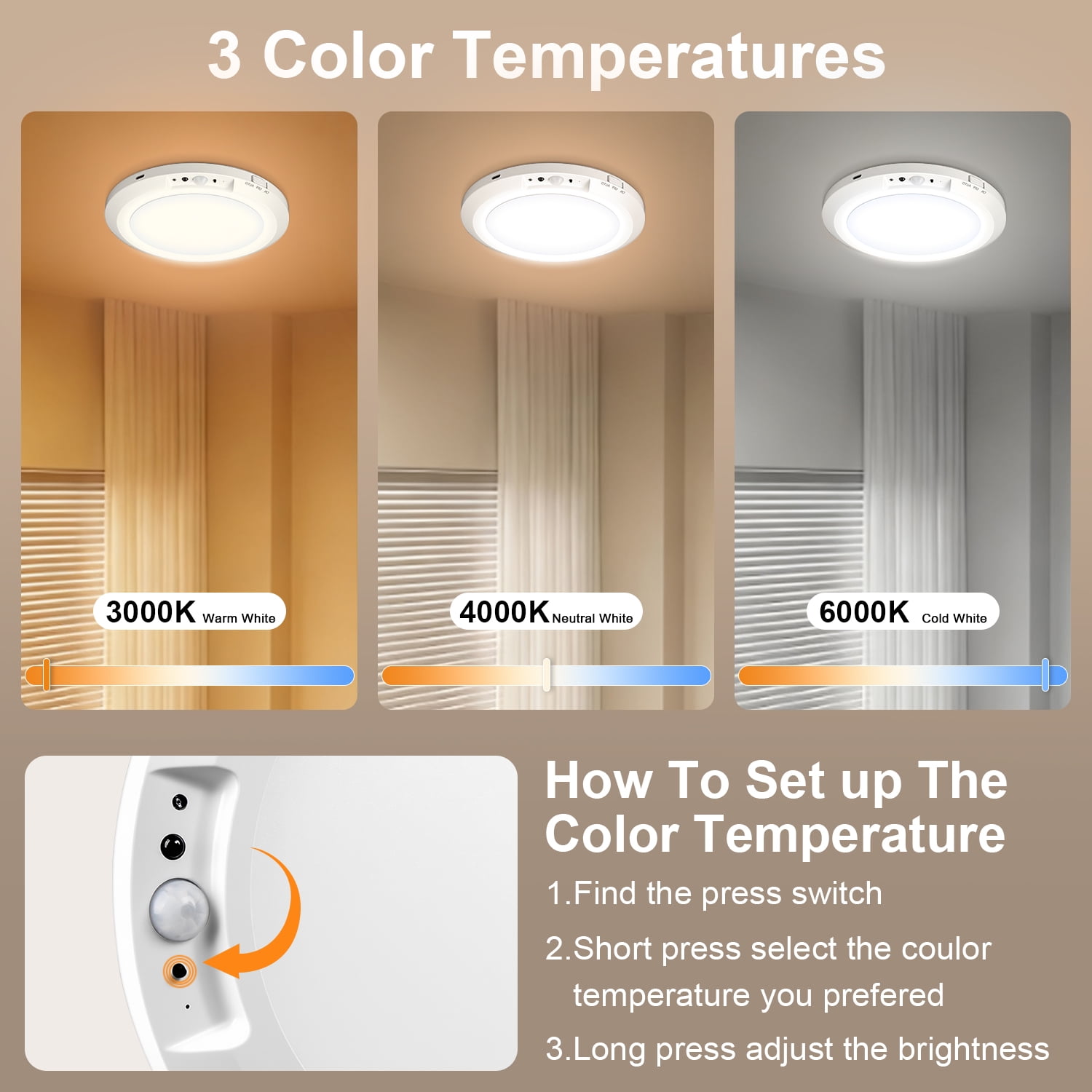 Hootek Rechargeable Motion Sensor Ceiling Light With Remote Control,10000mAh Battery Operated Closet Light,Magnetic Timing LED Shower Lights,Ceiling Lamp for Bathroom Pantry Shed Hallway Porch, White