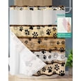 thumbnail image 2 of No Hook Shower Curtains with Snap in Liner, Brown Cat Paw Print Fabric Shower Curtain, Vintage Farmhouse Country Wooden Grain Double Layers & See-Through Top Window Bathroom Curtains 66''x72'', 2 of 6