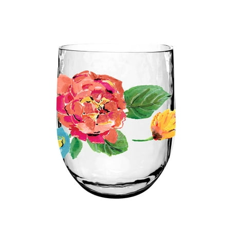 Life Happens Garden Floral Plastic Cup, Set of 6