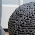 thumbnail image 3 of Haley Indoor Handcrafted Modern Fabric Weave Pouf, Dark Gray, 3 of 6
