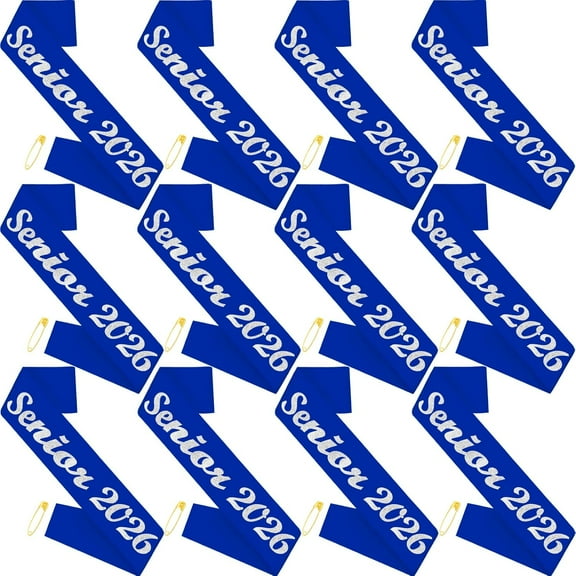 1 pcs Royal Blue Senior 2026 Sash with Silver Glitter Letters - Senior Sashes Class of 2026, Graduation Celebration Cheer Sash, Class Competition Sashes, Graduation Party Supplies Favors