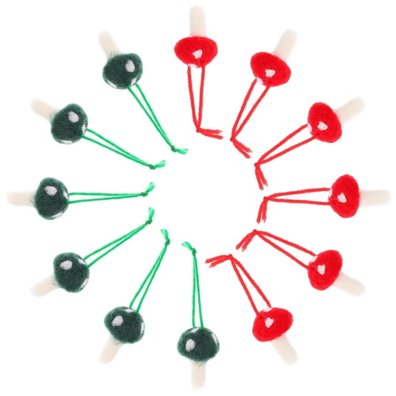 Felt Mushroom Ornaments for Christmas Tree Decorations 12pcs Assorted Color Lightweight Charming