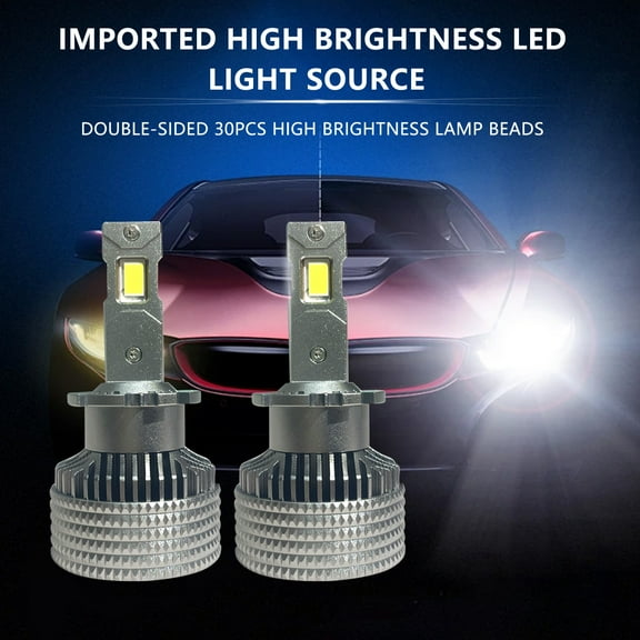 Pack of 2, D4S/D4R LED Headlight Bulbs - 24000 Lumens, 6000K Cool White, 500% Brightness Upgrade, High & Low Beam Xenon HID Replacement, Easy Plug & Play