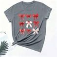 thumbnail image 4 of FRSASU Bows Shirt Women Trendy Aesthetic T-Shirt Funny Pink Bow Ribbon Oversized Cute Tee Top Gray, 4 of 6