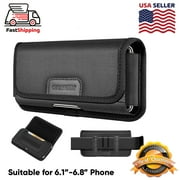 Universal Horizontal Nylon Pouch Cell Phone Case Holster with Credit Card Slot, Belt Clip Loop (6.1-6.8")