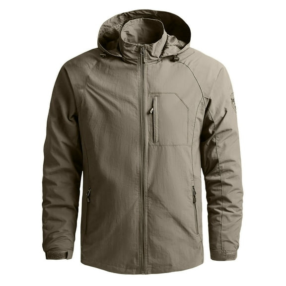 HomeGardon Shirts for Men Men's Casual Winter Ski Jacket Warm Fleece Lightweight Waterproof Outdoor Mountain Hiking Windbreaker Hooded Snow Rain Coat Windbreaker Hooded Jacket