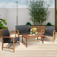 thumbnail image 3 of Costway 4PCS Outdoor Patio Rattan Furniture Set Acacia Wood Frame Sofa Loveseat Garden, 3 of 9