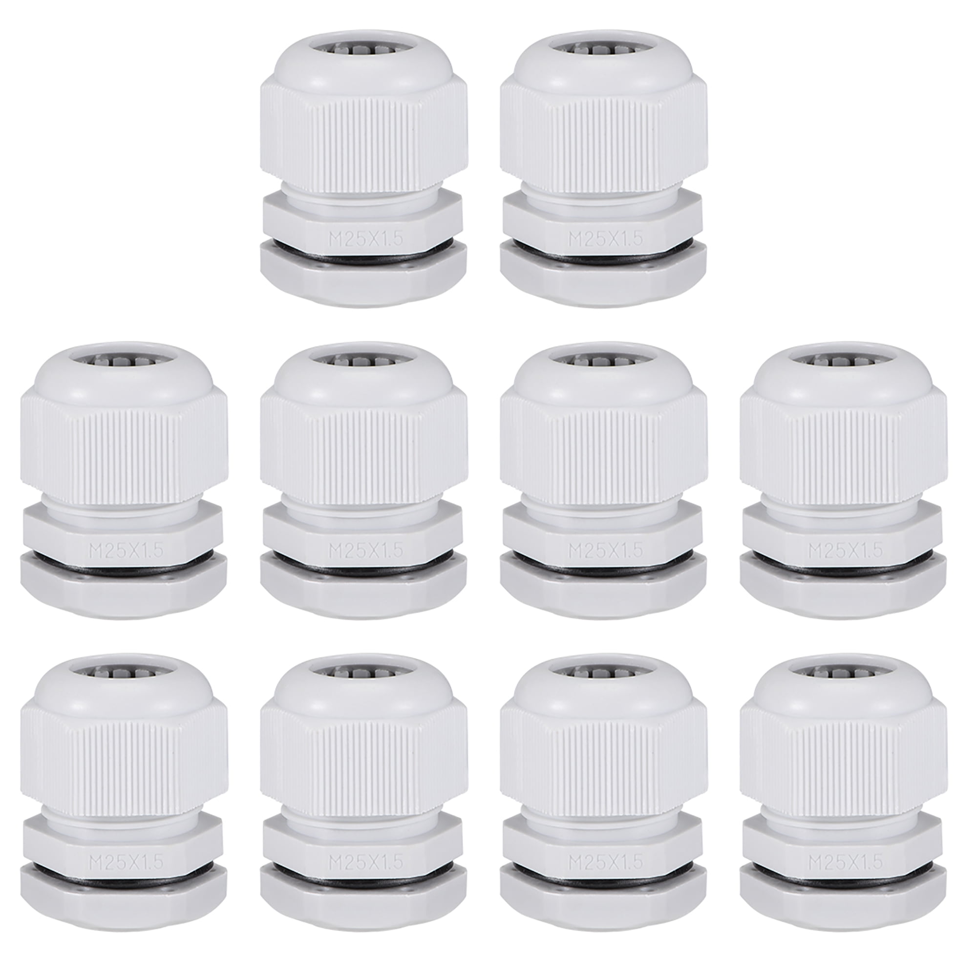Uxcell M12x1.5 Waterproof Cable Gland, 10-Pack - Nylon IP68 Joint For 2-5mm Cables With Locknut & Washer