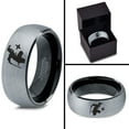 thumbnail image 4 of Tungsten Ninja Star Throwing Martial Arts Band Ring 8mm Men Women Comfort Fit Black Dome Brushed Gray Polished, 4 of 4