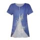thumbnail image 4 of ICHUANYI Clearance Womens Summer Printed Patchwork Buttons Short Sleeve Rround-Neck Casual Blouse Tunic Tops(Navy, L) ICHUANYI WER2023081504319, 4 of 5