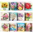 thumbnail image 2 of Nuevo juego de 8 tarjetas de felicitación con pintura de diamantes, tarjetas de felicitación, bordado de diamantes, deseos florales, regalo DIY, 2 of 4