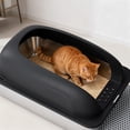 thumbnail image 3 of CONCETTA 24in Stainless Steel Cat Litter Box with Lid, Large Cat Litter Box for Cats, High Wall Sides, Anti-Urine Leakage, Easy Cleaning, Scoop and Mat Included, Black, 3 of 9