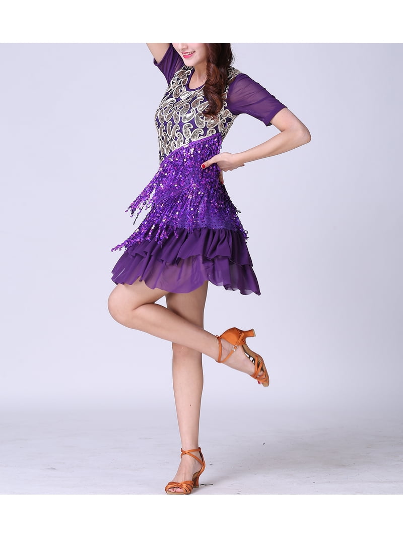 purple 1920s dress 44" Purple and White 1920's Style Flapper Women Adult Halloween Costume