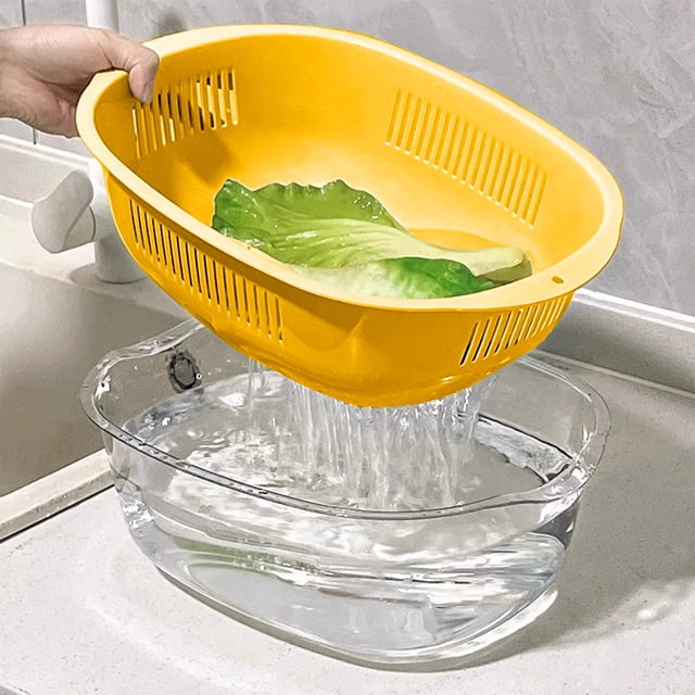Multi Functional Vegetable Washing Basket with Strainer, Kitchen Sink Food Catcher, Fruit Rinser, Draining Bowl, Versatile for Produce, Utensils