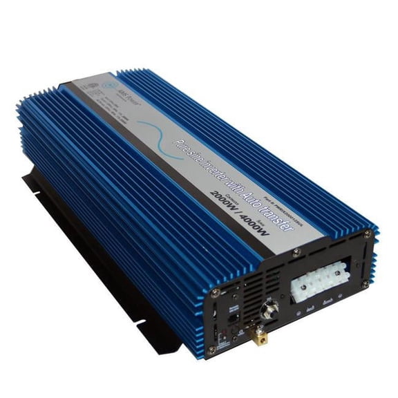 AIMS Power 2000W Pure Sine Inverter w/ Built-in Transfer Switch 12VDC to 120VAC ETL Listed for RVs, Backup, and Tools