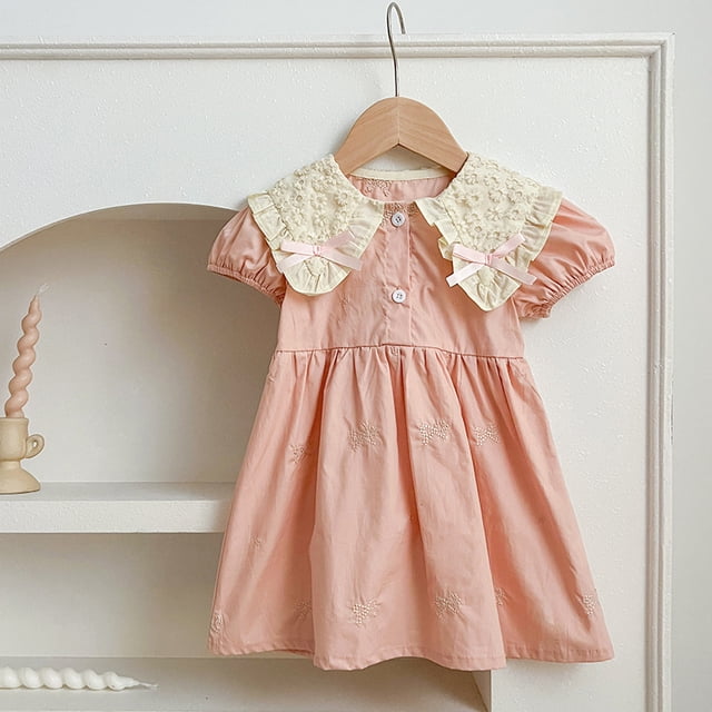 Vestido de verano de estilo coreano para niña, vestidos de princesa con lazo bordado y cuello de mariposa, mono para bebé, ropa para hermanas