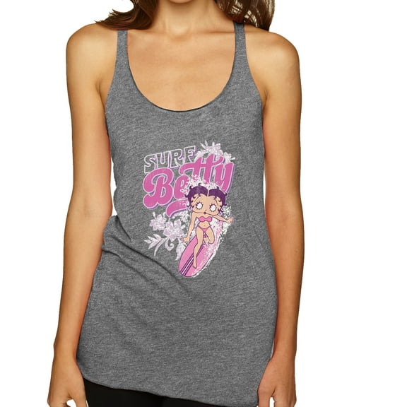 Wild Bobby Shore Surfer Betty Boop Betty Boop Tri-Blend Racerback Tank Top, Premium Heather, Large