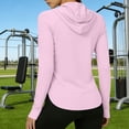 thumbnail image 4 of Bosfbaoi Women's Hooded Full Zip Curved Hem Sun Protection Jacket, Lightweight Quick Dry Breathable UV Protection Top, Thumbhole Zipper Pocket Sun Shirt for Outdoor Daily Wear, 4 of 9