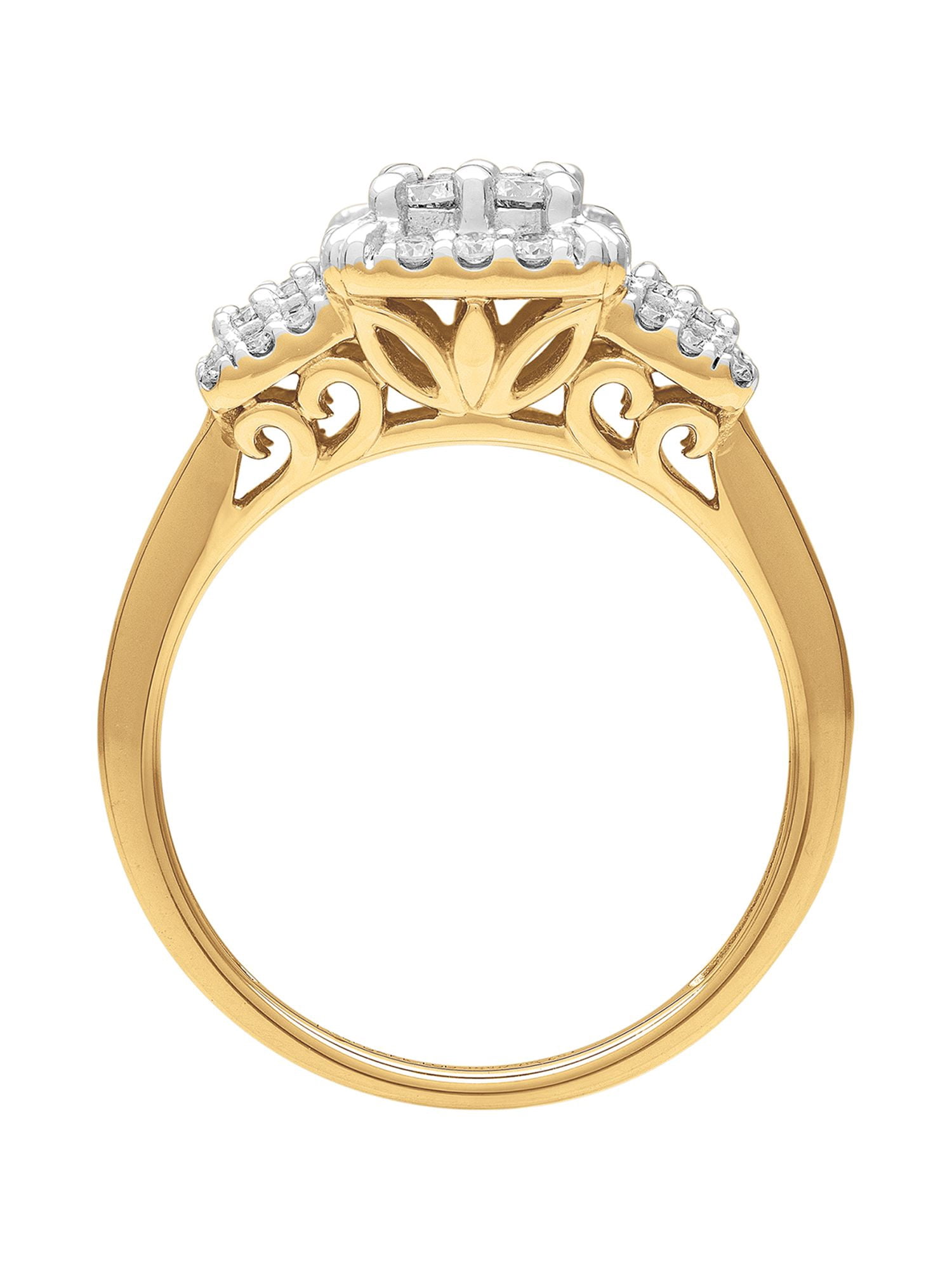 1/2 Carat TW Lab-Grown Diamond 18k Yellow Gold-Plated Sterling Silver Women's "Lux" Engagement Ring