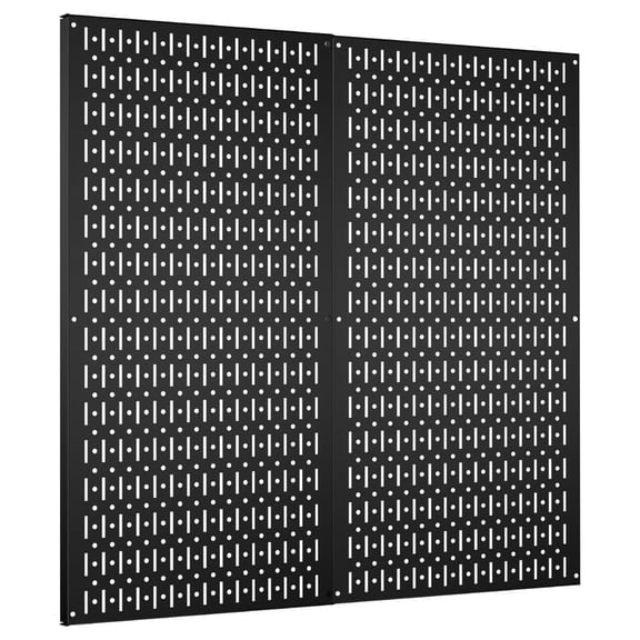 Pegboard Wall Organizer 2 PCS 32" x 16" Black Peg Board Metal Pegboard Panels for Garage Tool Storage