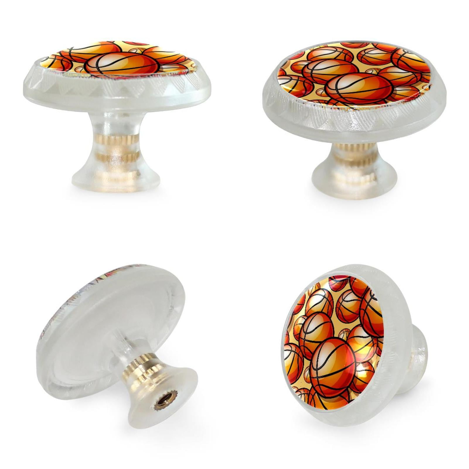 4 Pcs Basketball Orange Transparent Knobs for Kitchen Cupboard