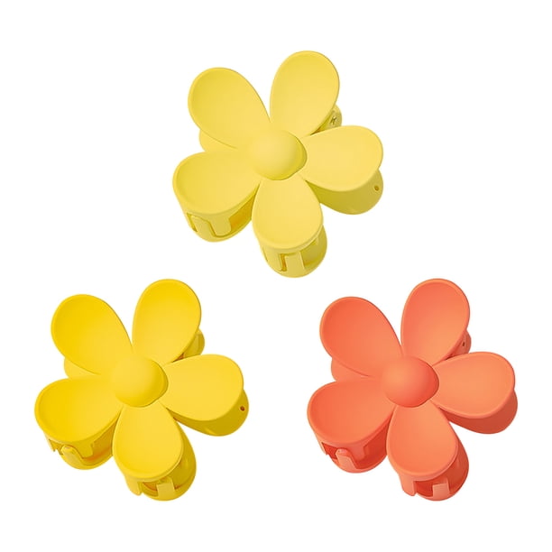 Pinzas para el cabello para mujeres, pinzas para peinar, pinzas para el cabello para niñas, 3 horquillas grandes con flores de colores brillantes para niñas, accesorios para el cabello.