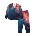 thumbnail image 1 of Balery Cosmic Paint Swirl Conjunto de Pijama con Estampado para Mujer, Conjunto de Dos Piezas con Manga Larga, Ropa de Dormir Suave con Bolsillos, Pijamas Cómodos-XX-Large, 1 of 7