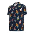 thumbnail image 3 of Daiia Spaceships and Stars Pattern Men’s Polo Shirts,Solid Deck Shirt,Classic Fit, Breathable Cotton Polo for Casual and Sport Wear-X-Large, 3 of 9
