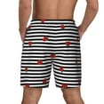 thumbnail image 4 of Goofa Ladybugs on Black and White Striped Printed Men's Swim Trunks Board Shorts Quick Dry Mens Swimming Trunks with Compression Liner,Breathable Fit Hawaii Beach Shorts-, 4 of 9