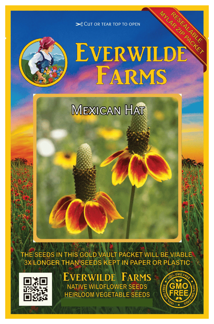 Everwilde Farms 1 Oz Mexican Hat Native Wildflower Seeds Gold Vault