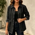 thumbnail image 7 of Vynhevius Women's Solid Denim Jacket Long Sleeve Loose Outerwear With Buttons And Pockets, 7 of 7