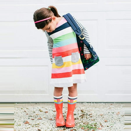 

Augper Toddler Dress Winter Fall Dresses Clearance Toddler Kids Baby Girls Striped Pocket Princess Casual Dress Outfits Clothes