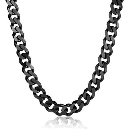 Crucible Black IP Stainless Steel Cuban Curb Chain Necklace (14mm), 24