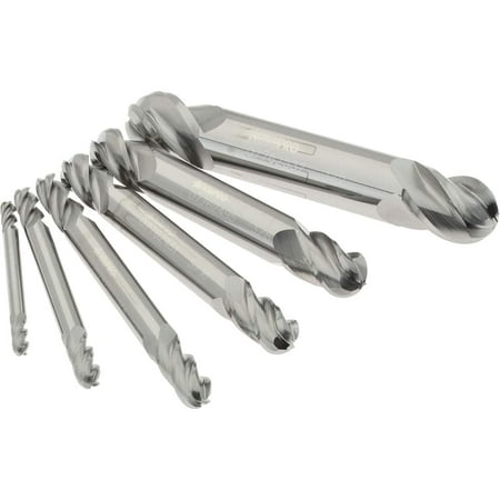 

Accupro 1/8 3/16 1/4 5/16 3/8 & 1/2 4 Flute Ball End Mill Set Uncoated Solid Carbide Double End 1/8 3/16 1/4 5/16 3/8 1/2 Shank Diam Centercutting