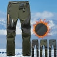 thumbnail image 2 of Havenre Men's Snow Ski Hiking Pants Casual Button High Waist Waterproof Winter Fleece Lined Pants Camping Skiing Ice Fishing Pants with Belt Gray#02 M, 2 of 3
