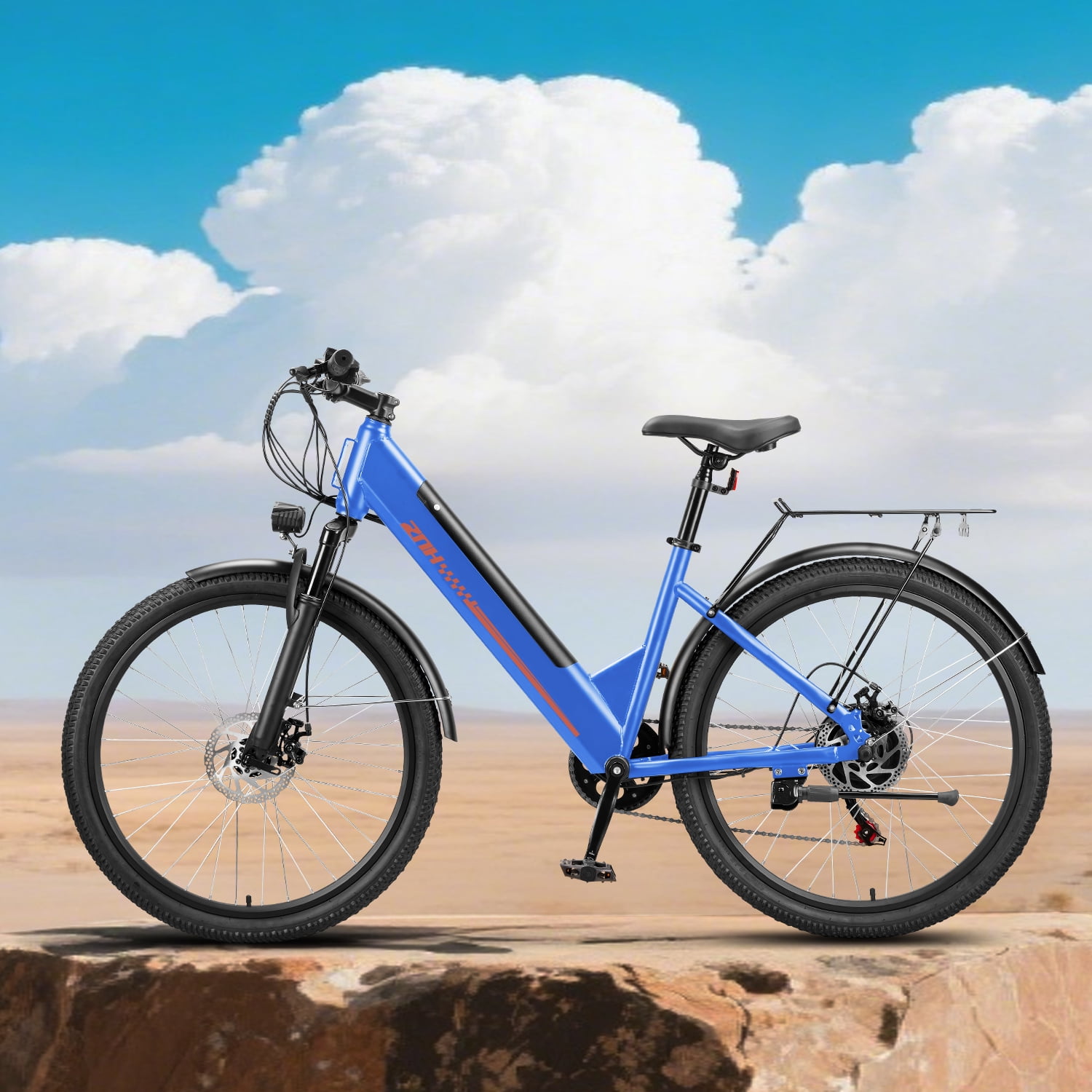 ZNH 750w Electric Bike for Adult,26'' Electric Commutter Bike w 48v 13ah Removable Battery,City Ebike for Women and Older,Up to 20mph,UL2849,7-Speed，Blue