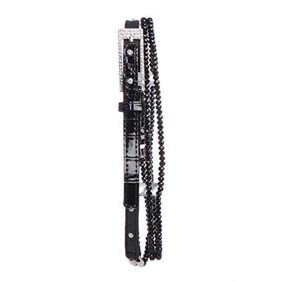 Nomad Creek Women's Rhinestone Studded Bead Skinny Belt