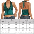 thumbnail image 2 of Chaleco Y2K Chica Chaleco de encaje con cuello en V profundo Poliéster Sin espalda Halter Tank Top (Verde L) Ygjytge Verde T L para Mujer, 2 of 7