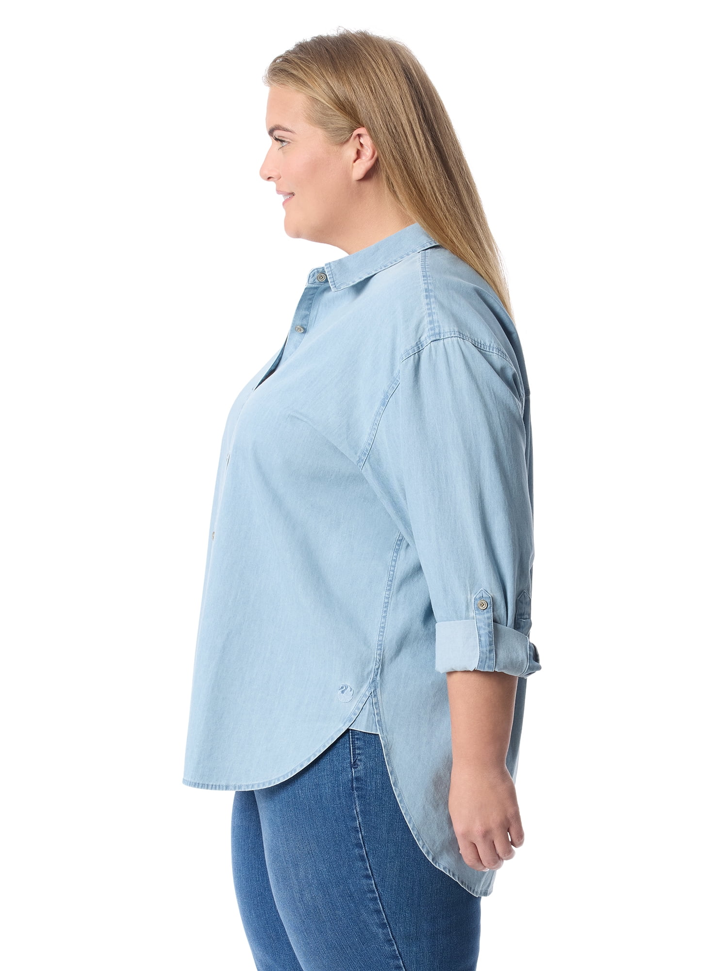 Gloria Vanderbilt Swan Series Women's Plus Amanda Oversized Shirt, Sizes 0X-4X