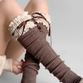 thumbnail image 4 of Yokua Women Lace Trim Bows Over Knee Socks Student Cotton Warm Thigh High Stockings, 4 of 15