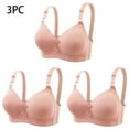 thumbnail image 2 of Bigersell Padded Strappy Sports Bras Pack Trendy 3pc Women's Comfortable Breathable Plus Size Bra with Side Folding Beautiful Back Bra Shoulder Straps Wireless Bra Style F-121 Pinks L, 2 of 4