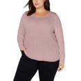 thumbnail image 2 of I.N.C Womens Ribbed Basic T-Shirt, Pink, Plus Size, 1X, 2 of 4