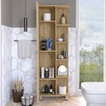 thumbnail image 2 of Cfowner Wooden Bathroom Floor Cabinet, Side Storage Organizer Cabinet with 5 Open Shleves, Freestanding Entryway Storage Unit Console Table, Bathroom Furniture Home Decor, 2 of 5