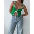 thumbnail image 3 of Coduop Women Sleeveless Slim Crop Tank Top Pleated Bustier Strappy Cropped Vest, 3 of 6