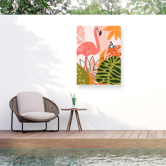 June Erica Vess 'Jungle Flamingo II' Outdoor Canvas 32x32